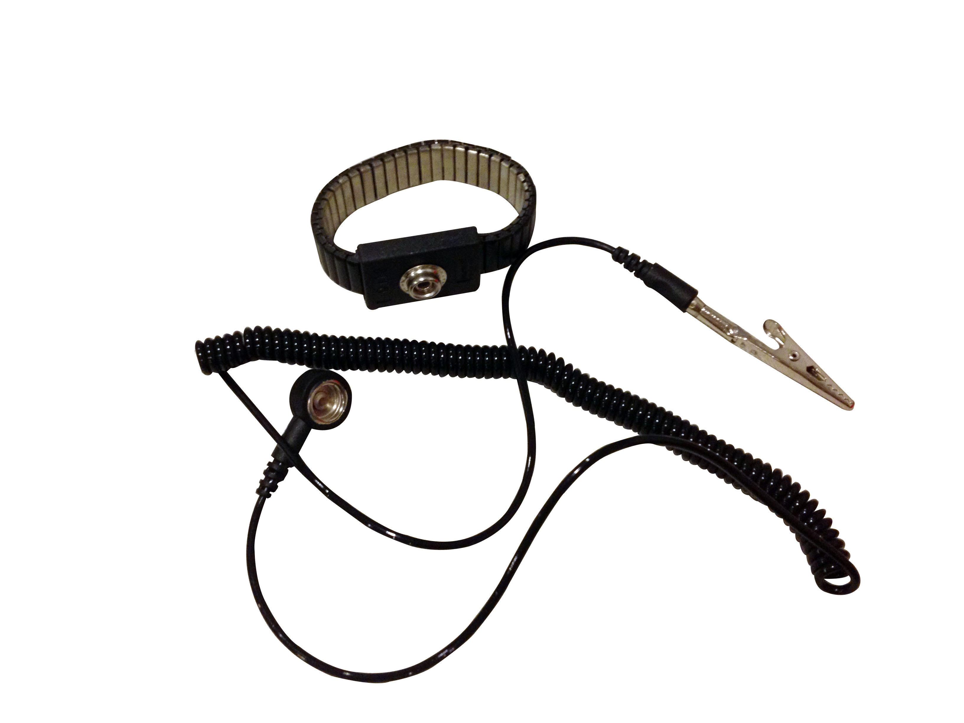 ESD-Handschlaufe aus schwarzem Metall, PU-Erdungskabel