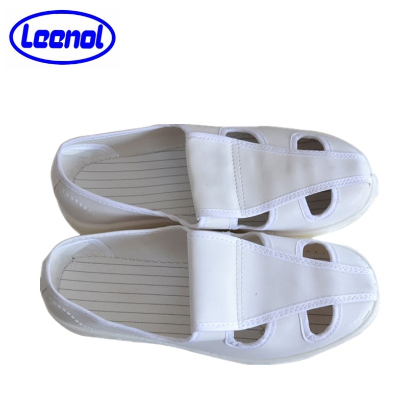 LN-1577105 Antistatische PVC-Schuhe für Reinräume Weiße atmungsaktive ESD-Arbeitsschuhe mit vier Löchern